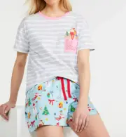 NEW PETER ALEXANDER CHRISTMAS ELF ON THE SHELF TOP & SHORTS PJ SET M RP$109 XMAS