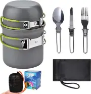 Outdoors Cooking 6-Pieces Camping or Picnic Cookware & Tableware Set - Shatte...