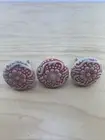 3 Drawer Knobs Flower Knobs Pulls Handle Cabinet Hardware Round White & Coral