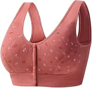 [ANRIO] Large Size Wireless Cotton Bras Front Close Bralette Women's Everyday Wear Underwear Workout Tops for Women (Color : Caramel, Size : 46/105(BC))