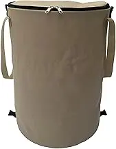 Tuxxjzm Foldable 37L Pop Up Bin, Oxford Cloth, Beige, Rectangular, 34 x 40 cm, 37L, 1.07 lbs, Garden Waste Bin, Multi-Purpose Storage Bucket