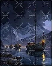TAOPAOLAB Marine Paint by Numbers Kit for Adults - DIY Boats on Mountain Lake at Night Painting on Canvas 16x20In, Acrylic Paint Set, Suitable for Beginners, Nautical Art for Home Decoration or Gifts