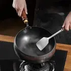 Uncoated Chinese Frying Wok with Lid Cooking Pot Durable Cooking Pan Hotel