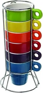 [Paxanpax] PSA462_11 Stackable Set of 6 Espresso Ceramic Mugs & Stand for Nescafe Coffee Machines