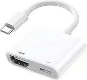 USB C to HDMI Adapter 4K for iPhone 15 to TV 2-in-1 Type c to HDMI with 60W Fast Charge Digital AV Sync Screen Converter Transducer for iPhone 15/15 Pro, MacBook,Samsung S24,Dell