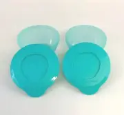 Tupperware New Set Of 2 ~14 Oz Aqua Serve Stack Store Nesting Bowls w/Seal Lids