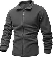 [DGHM-JLMY] Men's Jacket Slim Fleece Tactical Sweater Mountain Full Zip Fleece Jacket Casual Stand-Up Collar Zip Polar Jacket
