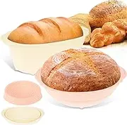 2Pcs Oval Bread Proofing Basket Set,Foldable Silicone Dough Proofing Box,Waterproof Heat Resistance Sourdough Baking Basket Perfect for Professional & Home Sourdough Bread Baking