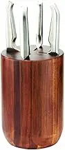 Furi Pro Capsule Knife Block Set 5 Pc, Elegant Acacia Knife Block With Four Premium Knives For A Superior Cutting Performance, Stainless Steel Blades, Ergonomic Reverse-Wedge, Anti-Fatigue Handle