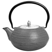 Ja-unendlich Mo Yo Cast Iron Teapot with Stainless Steel Infuser - Gray / White