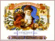 Merry Christmas Santa Claus Holiday Vintage Cigar Box Crate Inner Label Print