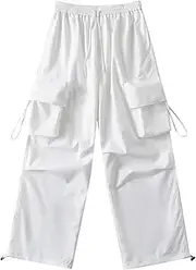 [BAJSDCU] Womens Baggy Cargo Pants Streetwear Hip Hop Joggers Sweatpants Drawstring Casual Loose Wide Dress Pants