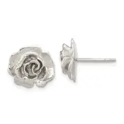 Sterling Silver Rhodium-Plated Rose Post Earrings