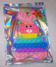 NEW 1 Easter Bunny Rabbit Silicone Child's Pop Push Fidget Toy Colorful NIP
