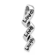 Sterling Silver Rhodium-Plated Love, Live, Laugh Charm