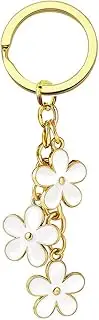 [Meimimix] Flowers Charms Enameled Keychain Chain Tassel Keyring For Women Girls Purse Bag Accessories Jewellery