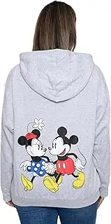 [Disney] Hoodie Womens Mickey & Minnie Mouse Print Zip Up