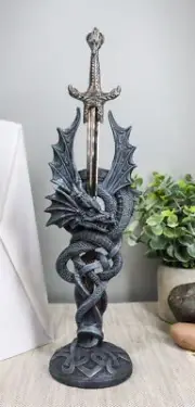 Celtic Beowulf Slitherin Dragon Holding Excalibur Sword Letter Opener Figurine