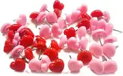 HAIKING Push Pins, 50 Pcs Heart-Shaped Thumb Tacks with Storage Box for Bulletin Boards, Pin Board, Cork Boards, Foam Boards, Map Calendar, Fixed Documents Photos (Pink, Red)