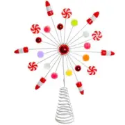 Candy Snowflake Tree Topper - Peppermint Candy Cane Snowflakes Christmas Tree