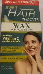 2 in 1 Hair Removal Wax for Face & Bikini Rich with Vitamin C 72 Wax Strips