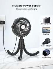 Battery Operated Stroller Fan, Rechargeable Handheld Fan,Portable USB Desk Fan