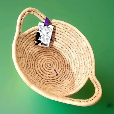 NEW Ten By Three Handmade Artisan Blessing Basket with Handles 15 x 12 x 7" NWT