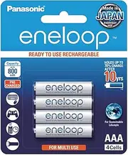 Panasonic Eneloop AAA Pre-Charged Rechargeable Batteries, 4-Pack (BK-4MCCE/4BA)