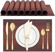 8 PCS Heat Resistant Place Mats with Durable Material, Anti Slip Dining Table Place Mats, Portable PVC Placemats, Durable Elegant Table Mats, Suitable for Indoor & Outdoor Use ﻿
