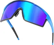 [YOZISS] Cycling Glasses Polarized Sports Sunglasses for Men Women Youth Baseball Running Driving Golf, 33/Blue-blue, One Size