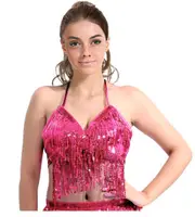 Adult Sequin Fringe Top in Hot Pink