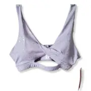 Kyoyo Women Sports Bra XL Lavender Purple Silver Shimmer Cross Front Athleisure