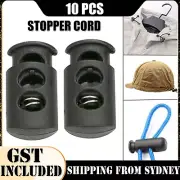 10pcs Elastic Toggle Cord Locks with Spring - Stopper Toggle Lock Ends Black AUS