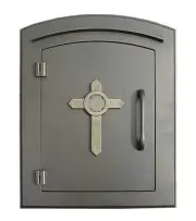 Manchester NON-LOCKING "Decorative Cross Logo Door" Column Mount Mailbox
