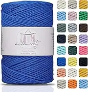 Makromecity, Cotton Macrame Cord 2mm x 195 Yards (590 feet) 2mm Recycled Cotton Crochet Yarn for Macrame Art & Crafts for Wall Hangings, Bags, Underplate, Rug (25 Colors Available) (Sax Blue)