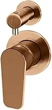Meir Round Diverter Mixer Trim Kit with Paddle Handle, Precise Temperature Control, Easy Installation, Durable Brass for Dual Showers or Baths (in-Wall Body Not Included) in Lustre Bronze