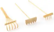 , Set of 3 Mini Zen Sand Rakes Bamboo Rock Garden Tray Rake Tools for Home Offic