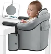 Elegant Faux Leather Hook-On High Chair - Portable, Clip-On for Travel, Suitable for Babies
