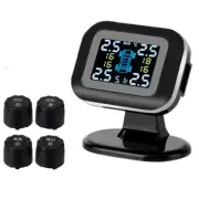 TPMS LCD Mini Car Tire Pressure Monitoring Alarm System USB ＋4 External Sensors (for: Mini)