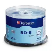 100 pk VERBATIM 16X Blu-Ray Life Series BD-R 25GB Logo Spindle Disc 98172