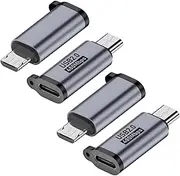 AreMe Micro USB 2.0 to USB C Adapter (4 Pack), USB Type C Female to Micro USB Male Converter Connector Support Charge Data Sync for Samsung Galaxy S7 S7 Edge, Nexus 5 6 and More (Grey)