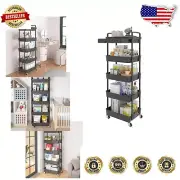 Elegant 5-Tier Utility Storage Cart with Adjustable Shelves & Lockable Wheels