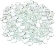 Flat Glass Marbles, 0.5inch Glass Gems Decorative Beads Pebbles Clear