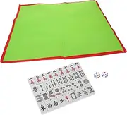GARVALON Portable Mahjong Game Set for Travel Chinese Mahjong Set with Tablecloth and Dice