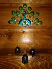 1 - PEACOCK Bell Wind Chime - Rich Colors *Spinners & Garden Decor for Christmas
