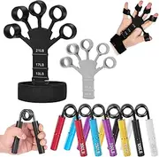 Hand Grip Strengthener & Finger Trainer - 3 Adjustable Resistance Levels for Therapy, Arthritis Pain Relief, & Rock Climbing - Includes 6 No-Slip Heavy-Duty Grippers - Enhance Hand Strength, Dexterity, and Joint Mobility Anywhere