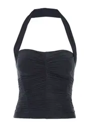 Knwls Ruched Halterneck Stretch-jersey top - Navy - M (UK12 / M) M (UK12 / M)