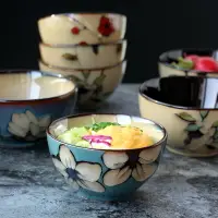 在飛比找樂天市場購物網優惠-日式創意陶瓷小飯碗米飯碗手繪花朵手工碗窯變餐廳餐具個性和風碗