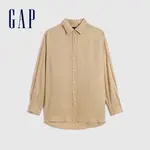 GAP 女裝 亞麻長袖襯衫-卡其色(660952)