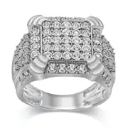 Men's Square Look Ring with 3/4ct of Diamonds in Sterling Silver